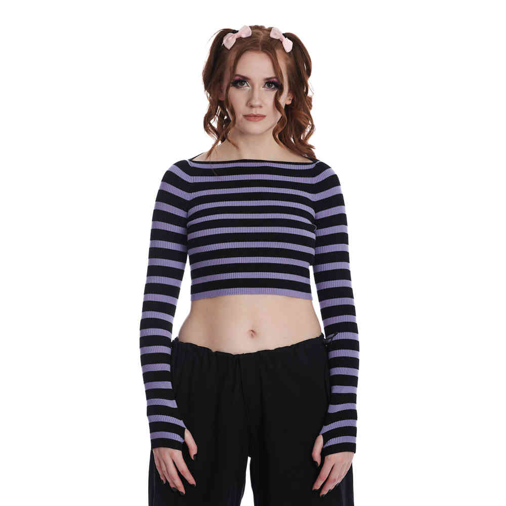 Banned - Frances Striped Jumper - Purple/Black